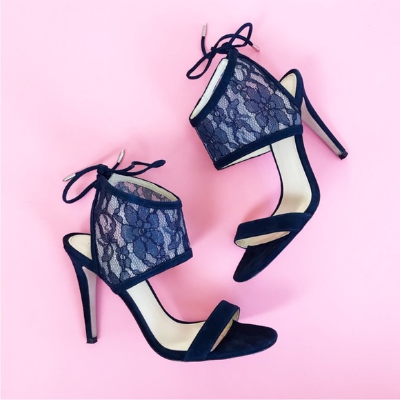 Ivanka Trump Shoes - Ivanka Trump Daza Lace Ankle Wrap Tie Back Heels